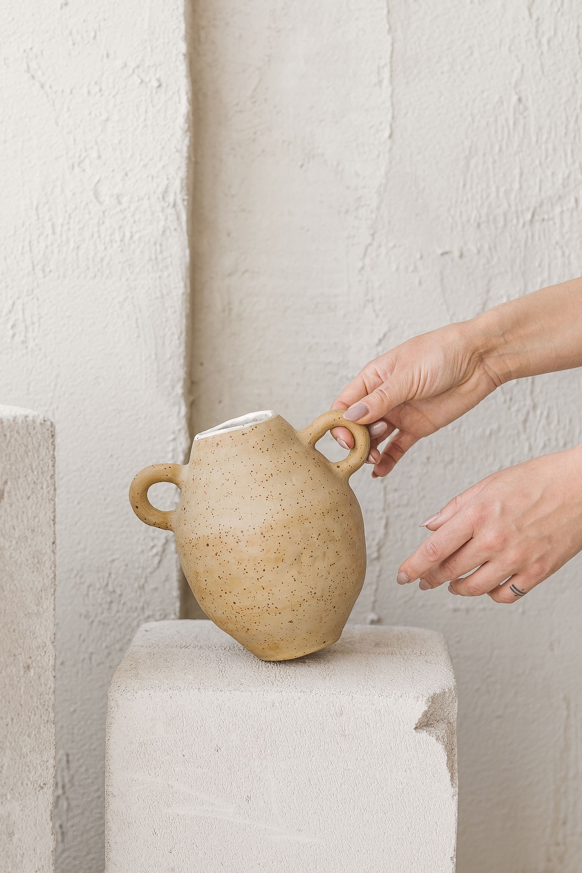 Handmade Ceramic Bud Vase, Minimalist Pottery, Speckled Cream Stoneware