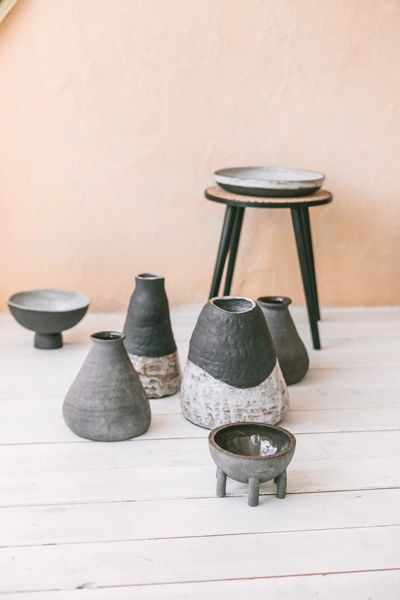 Black Charcoal Stoneware Vase