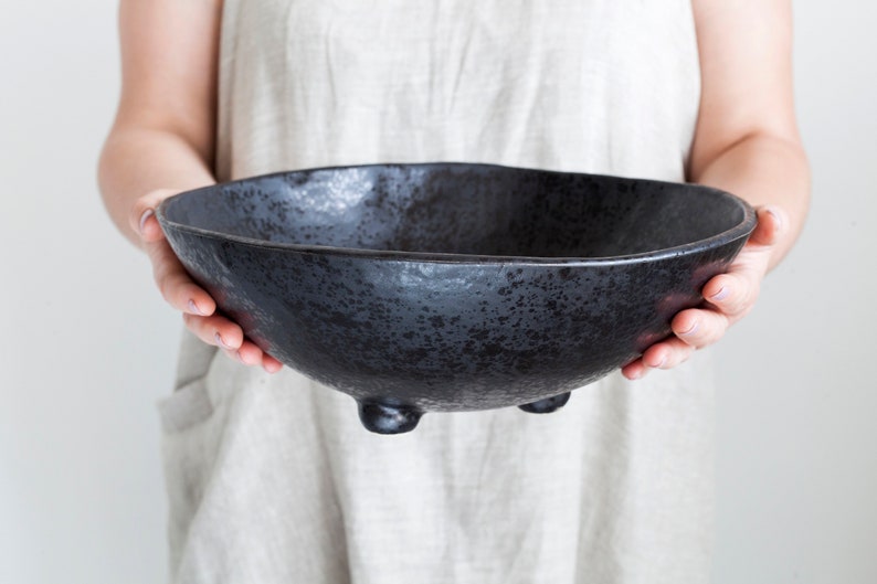 Stoneware minimalist popcorn bowl 