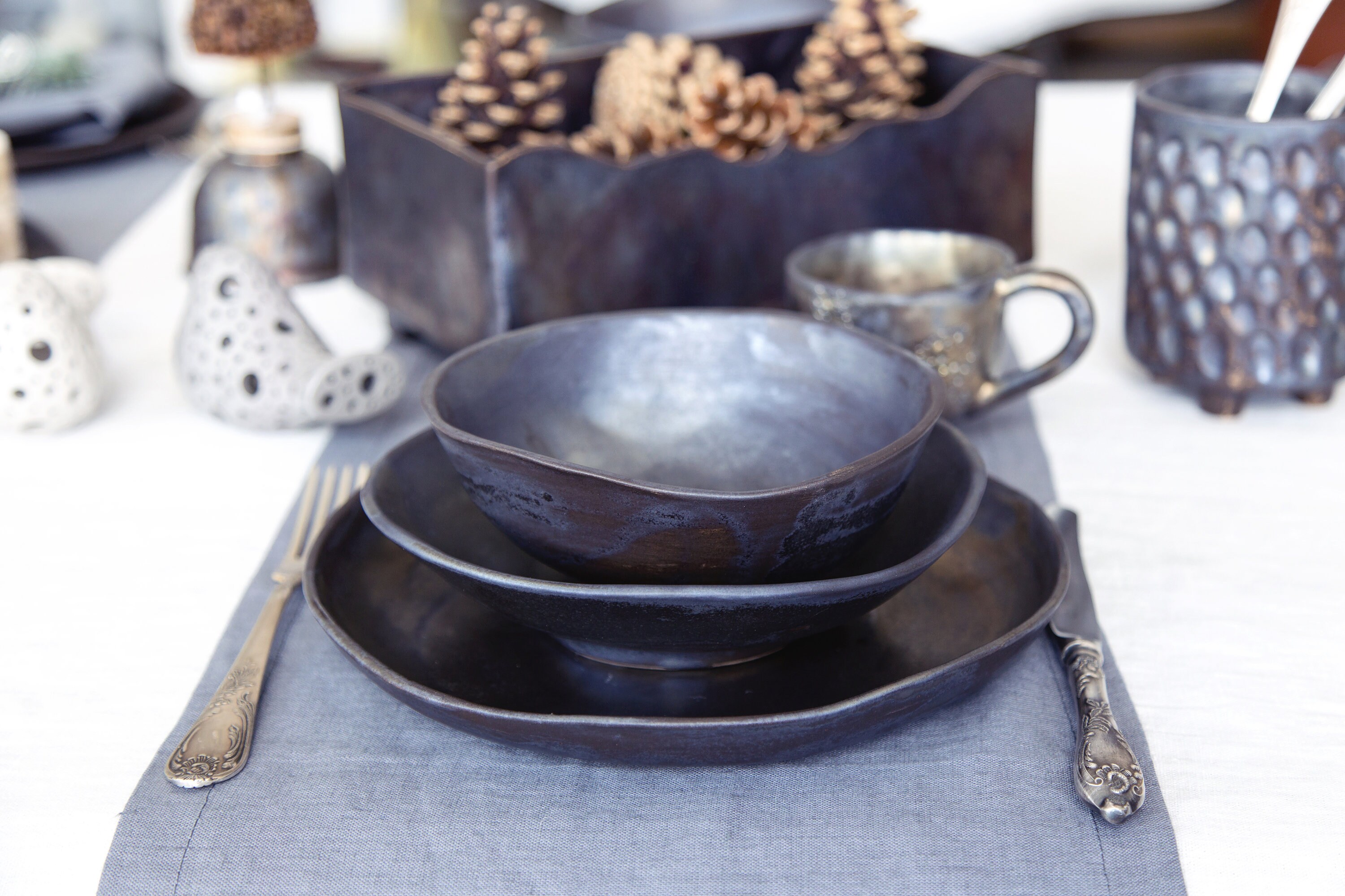 Ceramic dinnerware set Pottery dinner set Stoneware Etsy