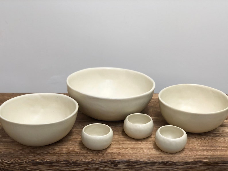 off white small rice bowls, pottery fruit bowl, ceramic mixing bowls set, handmade pasta bowls, ramen soup bowl, stoneware cereal bowl