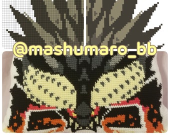 Nergigante MHW Icon Graph| Pixel | Cross-stitch| C2C |PDF Instant Download | includes a crochet pattern to make this into a 55x55cm cushion