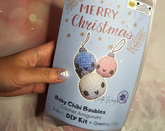 Baby Chibi Baubles DIY Kit & Greeting Card 2-in-1| Choose 1 Color | Includes All Tools and Mats | Makes 2 Baubles | Designed By Mashumaro