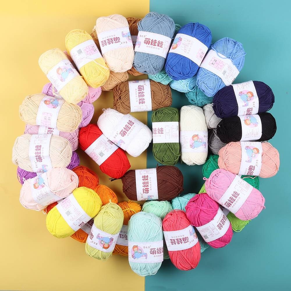 4-ply amigurumi Milk Cotton Yarn | 66 Solid Colors | 40g | 128m | High Grade | 60% Cotton 40 Acrylic | Anti-pilling