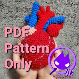 Realistic Anatomical Human Heart Amigurumi | Crochet Pattern | PDF Instant Download Printable | Designed by Mashumaro