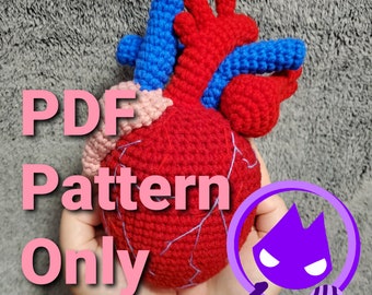 Realistic Anatomical Human Heart Amigurumi | Crochet Pattern | PDF Instant Download Printable | Designed by Mashumaro