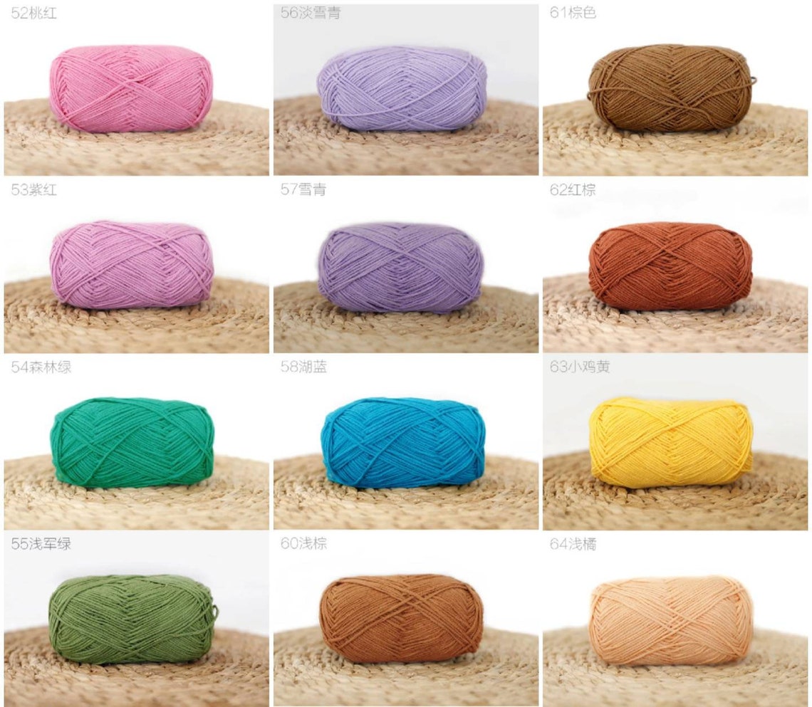 4ply amigurumi Milk Cotton Yarn 65 Solid Colors 40g Etsy