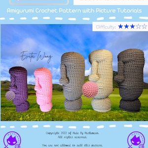 Moai the Easter Island Head Amigurumi Crochet PDF Pattern | Instant Download | DIY | Make Your Own Plush | Designed by Mashumaro