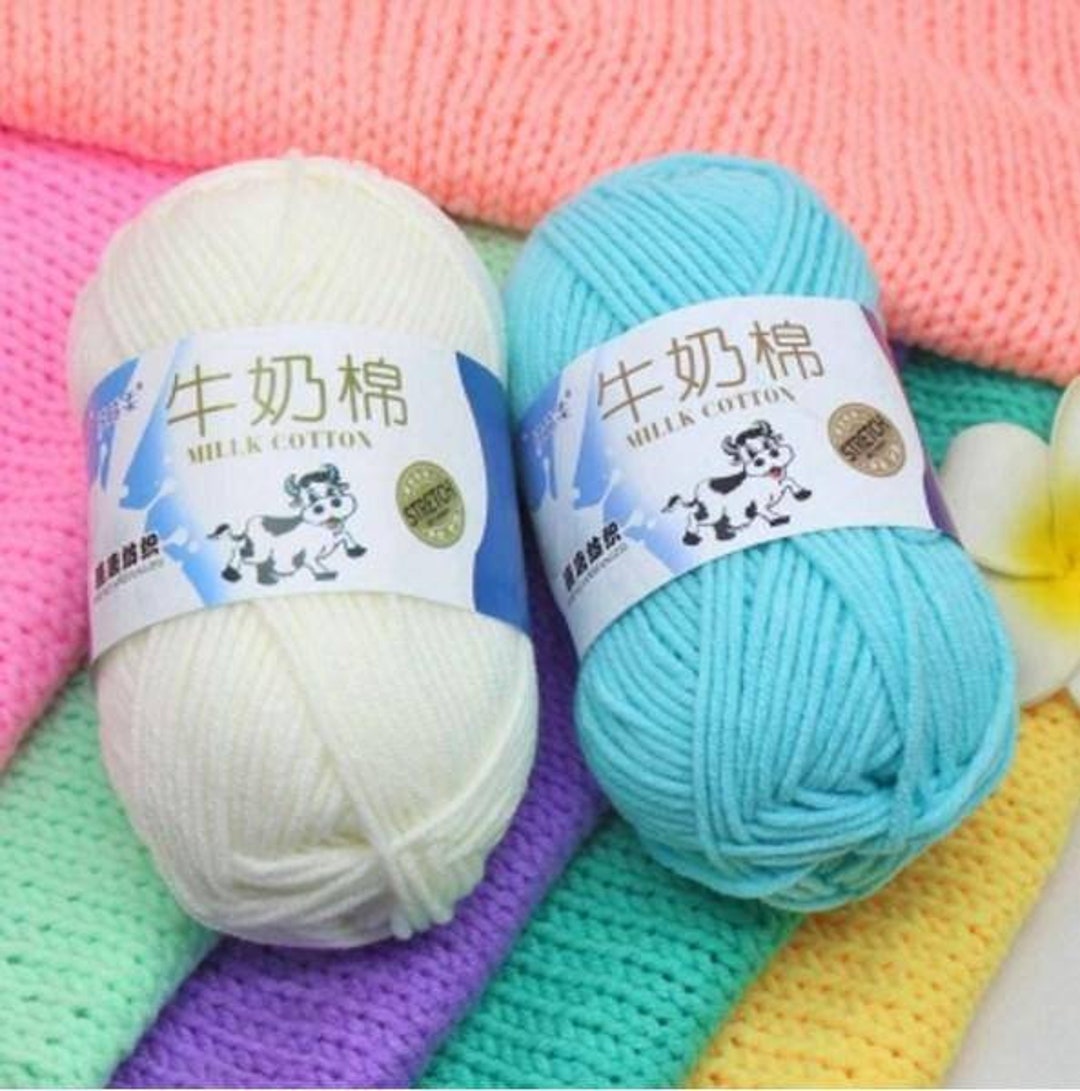  2pcs Milk Cotton 5ply Yarn Soft Crochet Yarn Baby Yarn