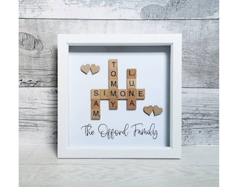 Scrabble Frame, Family Frame, Scrabble Picture, Scrabble Family Frame, Letter Frame, Framed Scrabble Tiles, Scrabble Tiles, Framed Letters