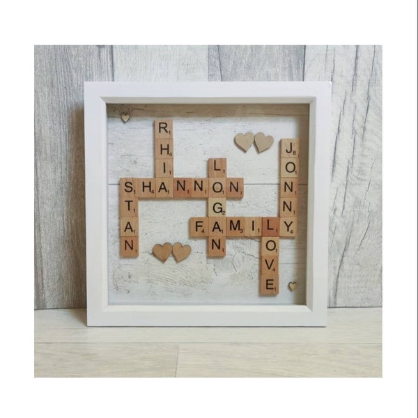 Handmade Scrabble Letter Family Frame: Personalized Names