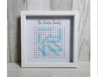 Personalized Word Search Family Print, Framed Gift