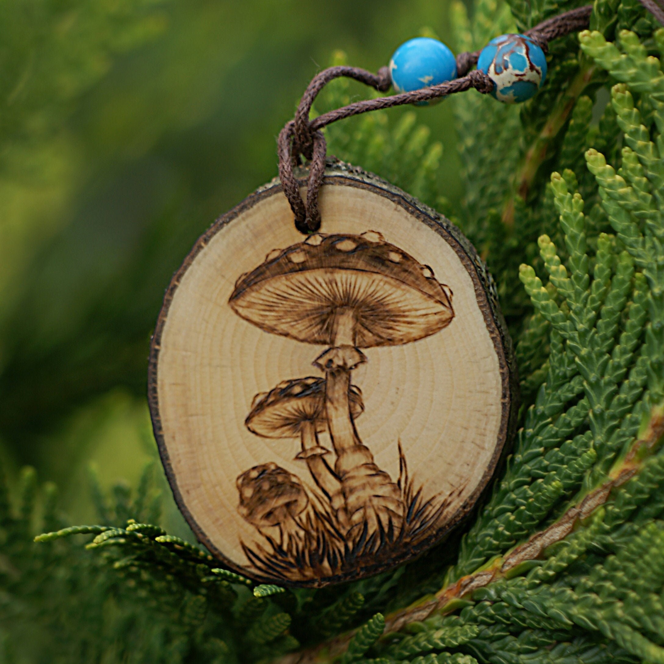 Wooden Toadstool PendantNecklace