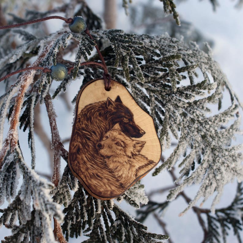 Personalisierte seine und ihre Halsketten Holz verbrannt Tier | Etsy