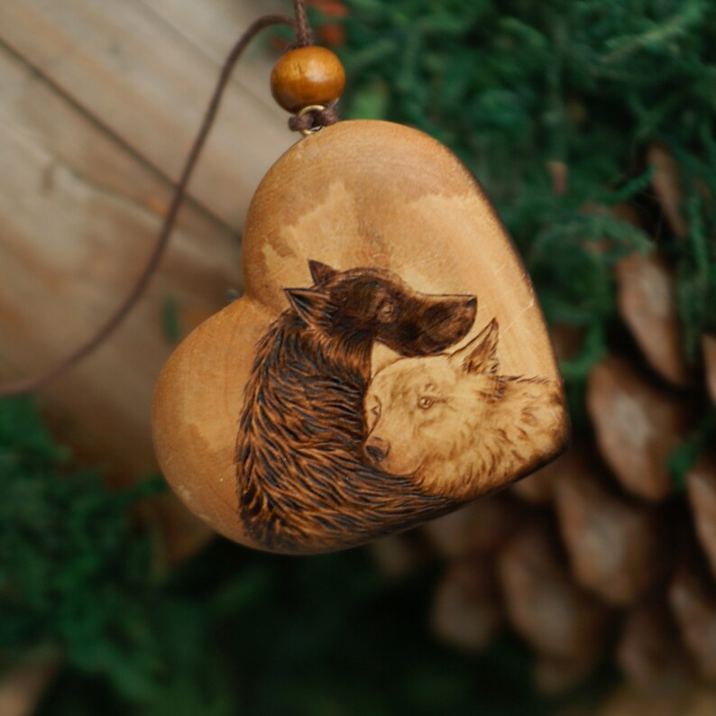 Personalisierte seine und ihre Halsketten Holz verbrannt Tier | Etsy