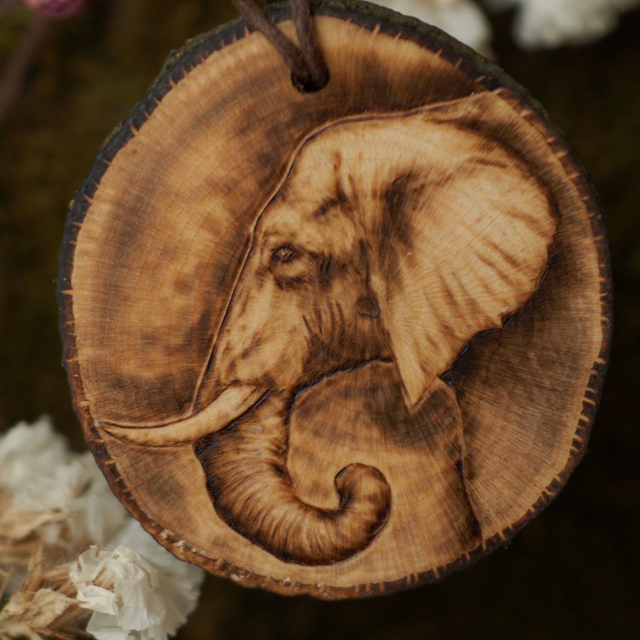 Wooden elephant necklace pendant personalized gift for guys. Etsy