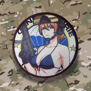 French police waifu, GIGN SWAT female pinup weeb anime morale patch