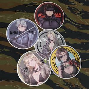 Metal Gear Saga inspired vinyl anime waifus lot stickers set