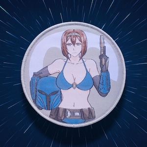 Space Bounty Hunter Waifu, female weeb pinup anime morale patch