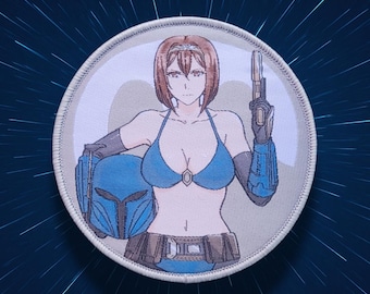 Space Bounty Hunter Waifu, female weeb pinup anime morale patch