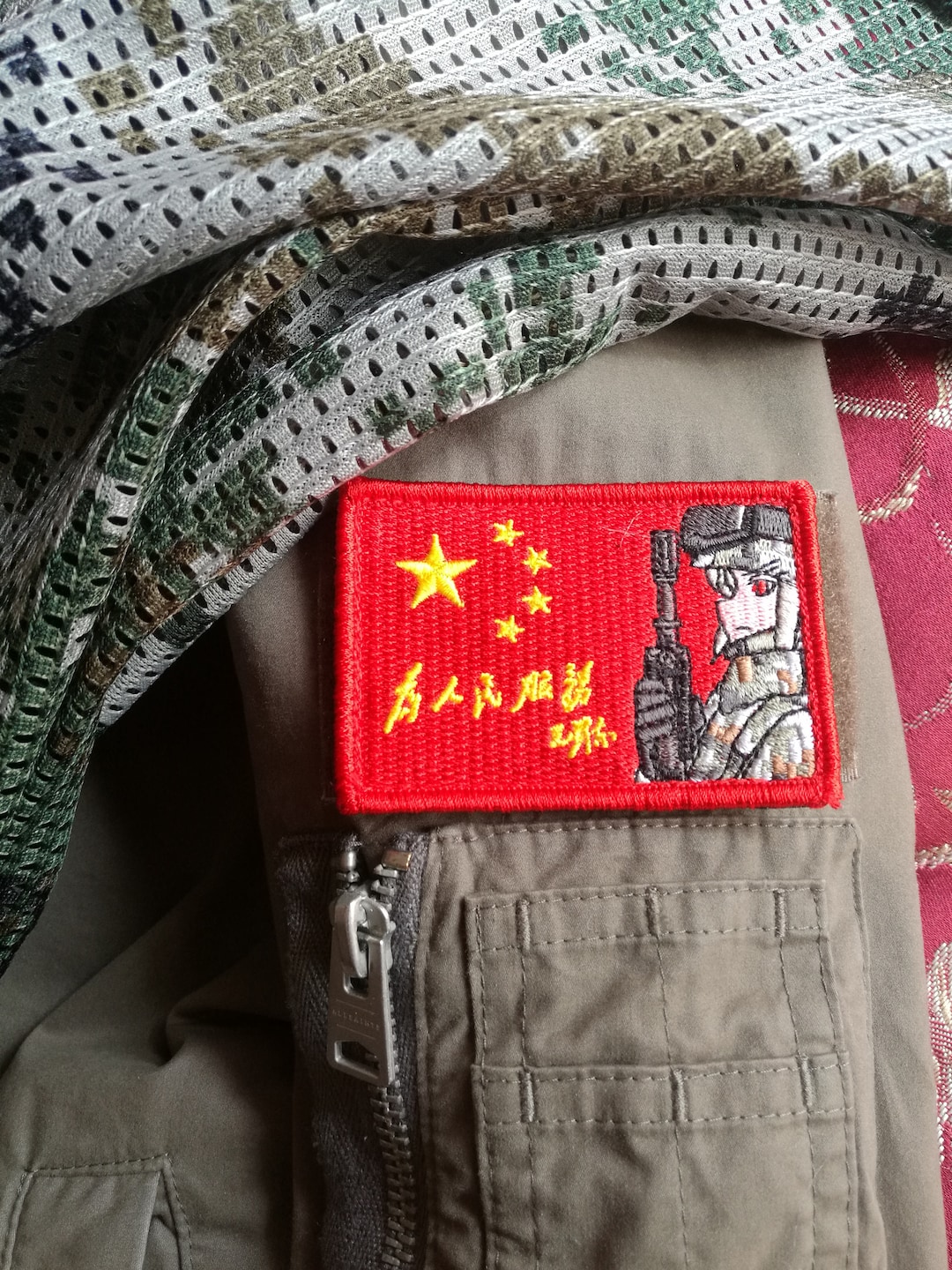 中国アニメの女の子、陸軍人民解放軍のワイフ中国国旗、軍の士気パッチ