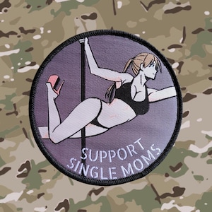 Anime Military Emblem - &#39;I support single moms&#39;, anime waifu airsoft military morale patch