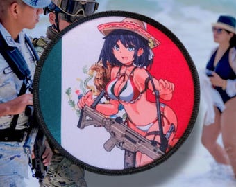 Mexican Bikini Girl anime pinup morale patch
