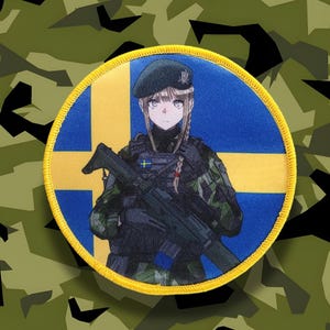 Swedish Amphibious Corps Army Special Forces female pinup anime morale patch