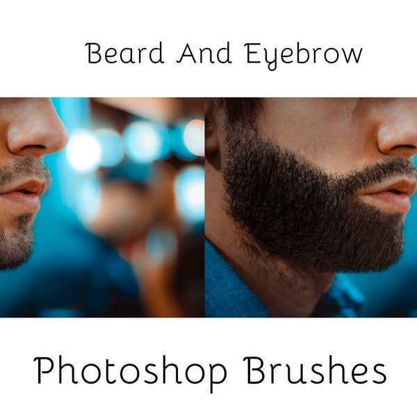 Photoshop brushes, digital paint in beard or eyebrows with