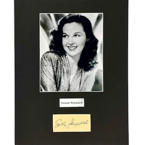 LARGE vintage Susan Hayward Autograph Autographed Signed Display Art Piece black and white photograph photo artwork