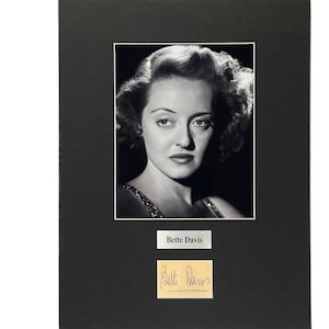 LARGE vintage Bette Davis Autograph Autographed Signed Display Art Piece black and white photograph photo artwork poster print