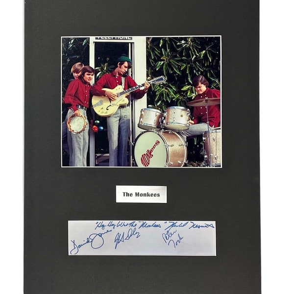 LARGE vintage The Monkees Autograph Autographed Signed Art Piece color photograph photo artwork Davy Jones Nesmith Tork Dolenz poster print