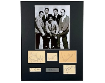 LARGE vintage The Rat Pack Autograph Autographed Signed Art photograph photo artwork Frank Sinatra Dean Martin Sammy Davis Jr poster print