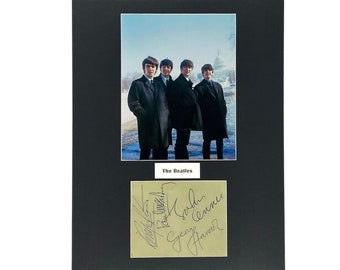 JOHN LENNON SIGNED Autographed Card & Photo - the Beatles W