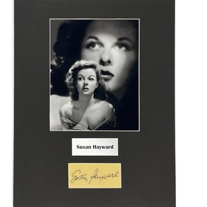 LARGE vintage Susan Hayward Autograph Autographed Signed Display Art Piece black and white photograph photo artwork