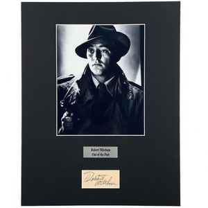 LARGE vintage Robert Mitchum Autograph Autographed Signed Display Art Piece black and white photograph photo artwork
