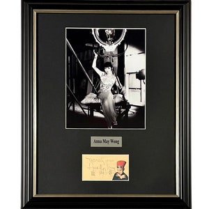 LARGE FRAMED vintage Anna May Wong Autograph Autographed Signed Art black and white photograph photo print poster Hollywood vintage