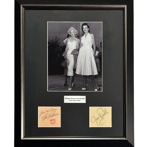 LARGE FRAMED vintage Marilyn Monroe Jane Russell Autograph Autographed Signed Art poster print  photograph photo artwork Some Like it Hot