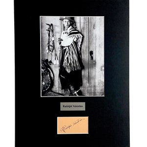 LARGE vintage Rudolph Valentino Autograph Autographed Signed Display Art Piece black and white photograph photo artwork poster print