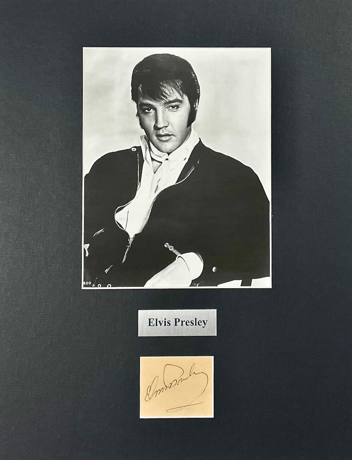 LARGE Vintage Elvis Presley Autograph Autographed Signed Display Art