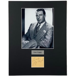 LARGE vintage Gary Cooper Autograph Autographed Signed Art photograph photo artwork poster print Hollywood