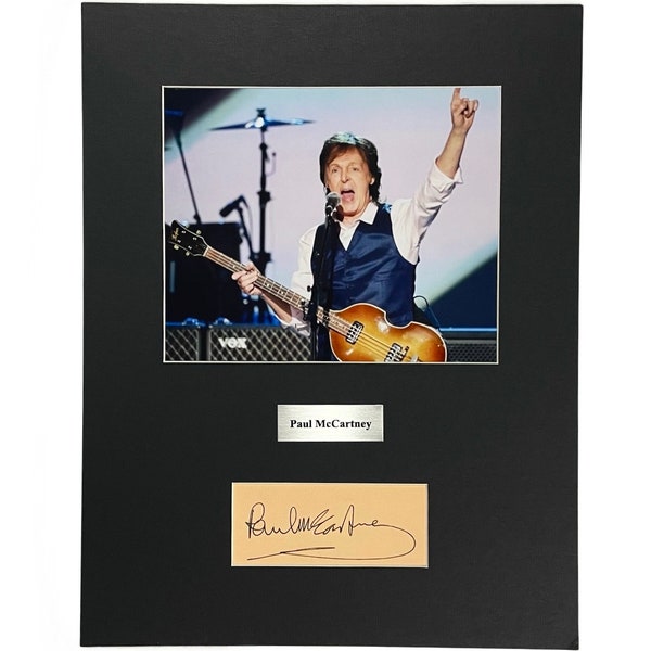 LARGE vintage Paul McCartney Beatles Autograph Autographed Signed Display Art black and white photograph photo artwork poster print