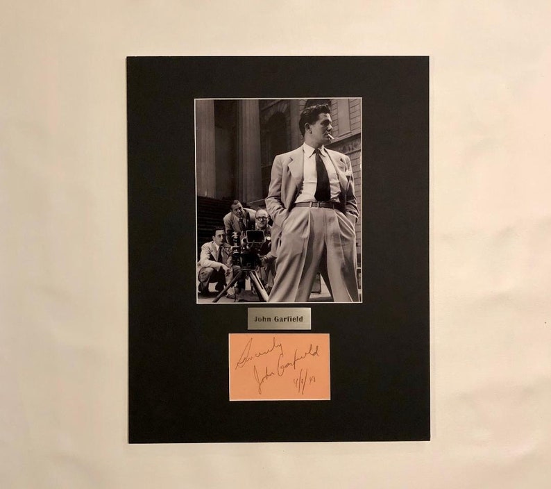 LARGE vintage John Garfield Autograph Autographed Signed Art black and white photograph photo artwork poster print detective film noir