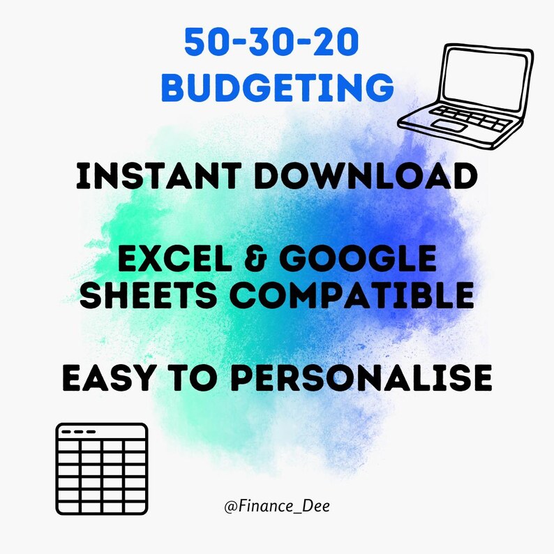 50 30 20 Budget Spreadsheet for Excel + Google Sheets | Simple ...