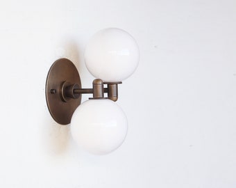 Double-shade Brass Wall Sconce light, 4" Shade modern brass light, Wall sconce light, Double-shade wall sconce Light UL Listed, No.0875