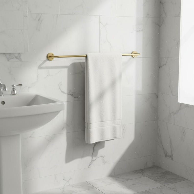 Toallero de baño - Toallero de latón - Toallero moderno de latón. N.° 0145 imagen 4
