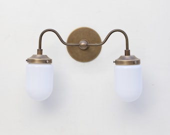 Double-shade Brass Wall Sconce light, Bathroom vanity light,  Wall sconce light, Double-shade wall sconce Light UL Listed, CLM No.0869
