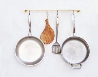 Pot Rack, Wall mount Pot Rack, Brass Pot. No.1523