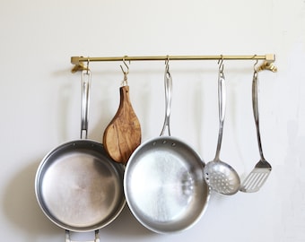 Pot Rack, Wall Mount Pot Rack, Brass Pot And Rail, Heavy Duty Pot Rack, No.0151