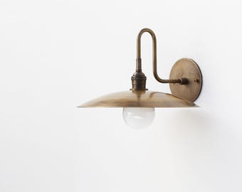 Industrial  wall sconce light, Modern wall sconce light, Brass wall sconce light with 12" brass shade. UL Listed